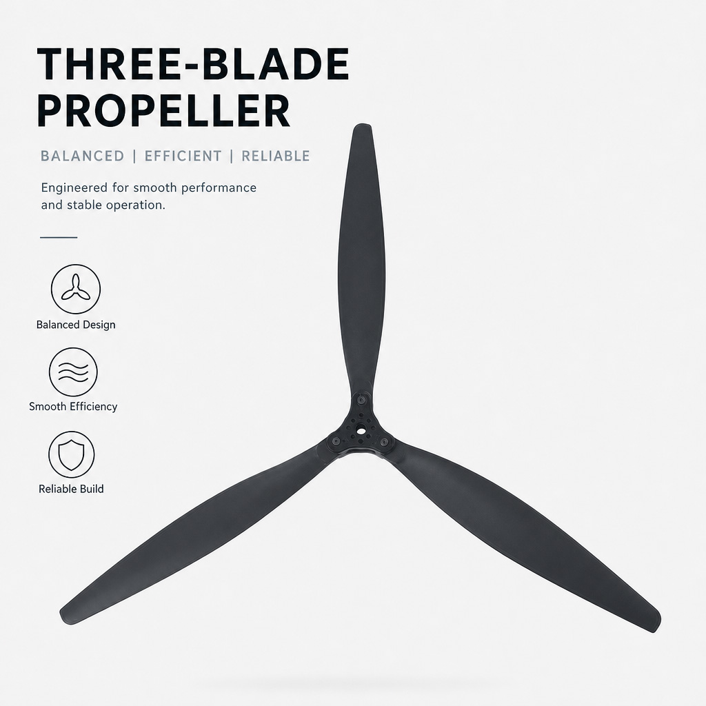 (GEMFAN) F2010/F2210/F2412 Three-Blade - Fiberglass/Nylon Black Folding Propeller - Assembled - 1 Pair/Pack