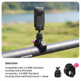 Super Clamp with 1/4  Screw & 1/4 ARRI-standard Positioning Hole, 360° Rotation Adjustable Camera Mount Adapter for Bike Motorcycle Monitor