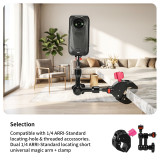 Super Clamp with 1/4  Screw & 1/4 ARRI-standard Positioning Hole, 360° Rotation Adjustable Camera Mount Adapter for Bike Motorcycle Monitor