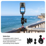 Super Clamp with 1/4  Screw & 1/4 ARRI-standard Positioning Hole, 360° Rotation Adjustable Camera Mount Adapter for Bike Motorcycle Monitor