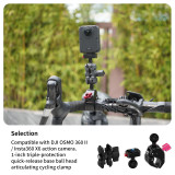 Super Clamp with 1/4  Screw & 1/4 ARRI-standard Positioning Hole, 360° Rotation Adjustable Camera Mount Adapter for Bike Motorcycle Monitor