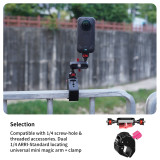 Super Clamp with 1/4  Screw & 1/4 ARRI-standard Positioning Hole, 360° Rotation Adjustable Camera Mount Adapter for Bike Motorcycle Monitor