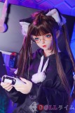 #黒猫ヘッド 145cm B-カップ　MOZU ラブドール 宣材写真通りの衣装＆ウィッグを贈る 高級TPE製 体重25kg 肌色＆眼球色＆メイクは宣材写真と同じ