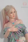 SHEDOLL ロリ系晴天（Qing）ヘッド 148cm普通乳  ラブドール ボディー材質など選択可能 カスタマイズ可能 黒のストラッピー・ランジェリー