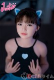 J-cute 133cm A-cup AGD07 唯（ゆい）ヘッド ラブドール 妹系 フルシリコン製 リアルドール 黒いタンクトップとデニムスカートを着た