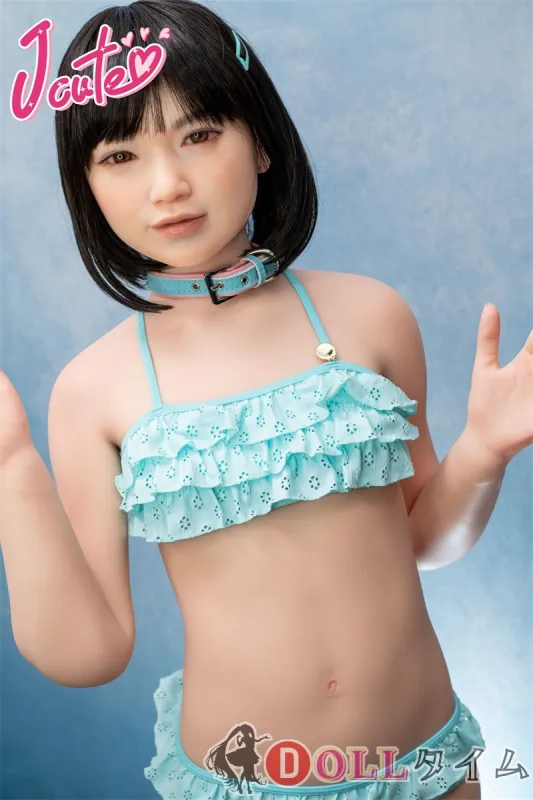 J-cute 【Yuhoshi メイク】フルシリコン製133cm バスト平 AGD07唯（ゆい）ヘッド ラブドール 妹系 ブルーグリーンのフリルビキニを着