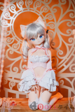 MW Girl(魔物姬) 85cm#1艾丽娅ビニールヘッド+ボディTPE/シリコン材質選択可能 白ドレス白タイツ 猫耳白髪美少女ドール
