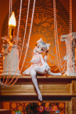 MW Girl(魔物姬) 85cm#1艾丽娅ビニールヘッド+ボディTPE/シリコン材質選択可能 白ドレス白タイツ 猫耳白髪美少女ドール