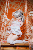 魔物姬アイリア85cm猫耳白髪ドール正面ショット