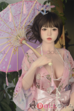 和傘を持ち優しく微笑むFUDOLL製 小茹ドールのアップ写真