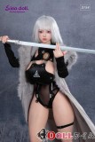 Sino Doll 154cm Jカップ S62ヘッド フルシリコン製 黒色セクシー戦闘服の銀髪ラブドール