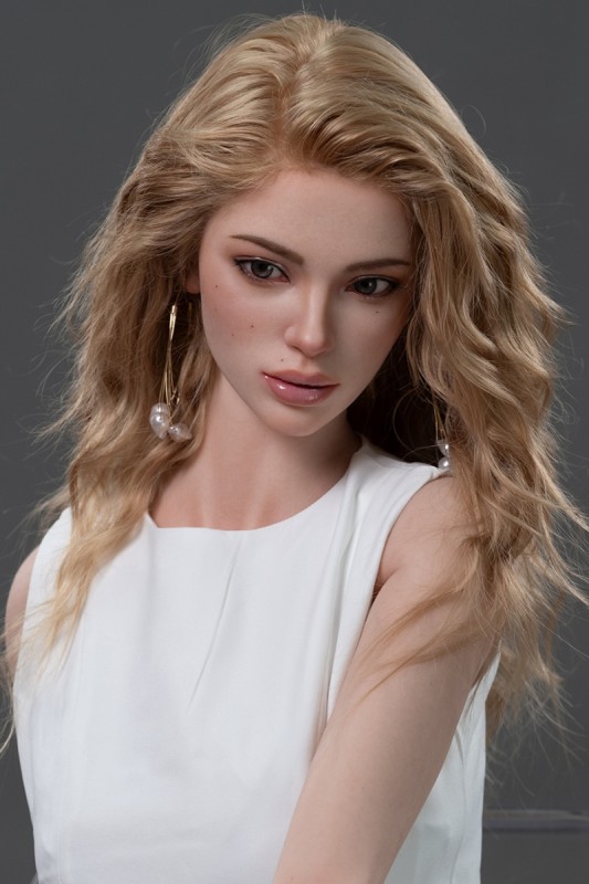 TOP-CYDOLL 168cm Fカップ Maggieヘッド シリコン製 ラブドール 実践 白色ルーズシャツ 金髪欧美風ラブドール