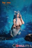 【アートワークカスタム版】Top-Sino TYPEグラビア T96cm Hカップ T43b-米苏ヘッド フルシリコン製 ブルーヘアの美人魚風ラブドール トルソー