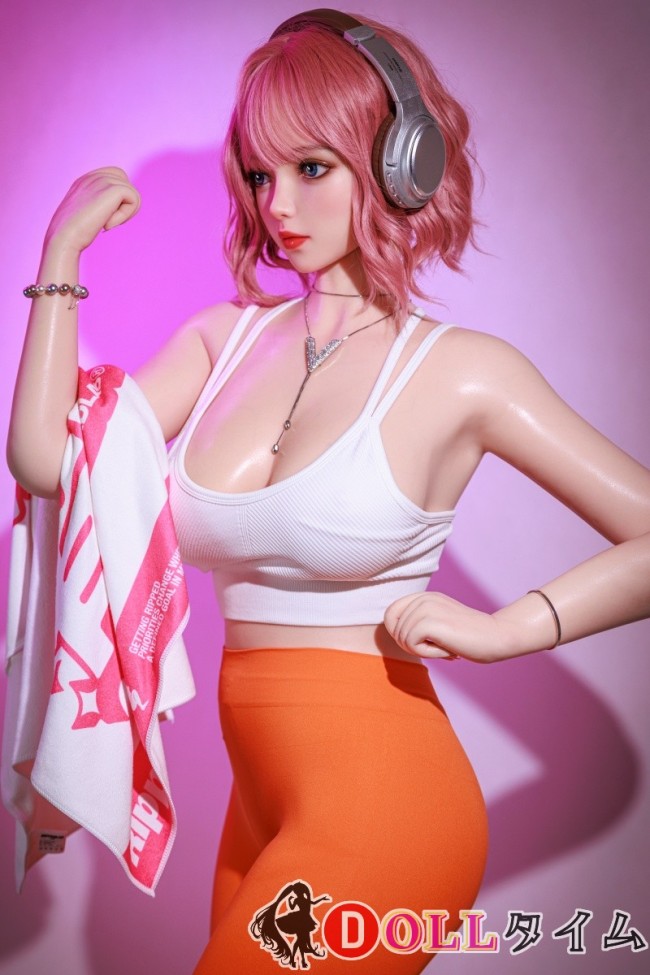 Art-doll 165cm Eカップ A16春月ヘッド フルシリコン製 粉髪軽量ラブドール 実践向け 白タンクトップとオレンジフィットネスパンツでトレーニング