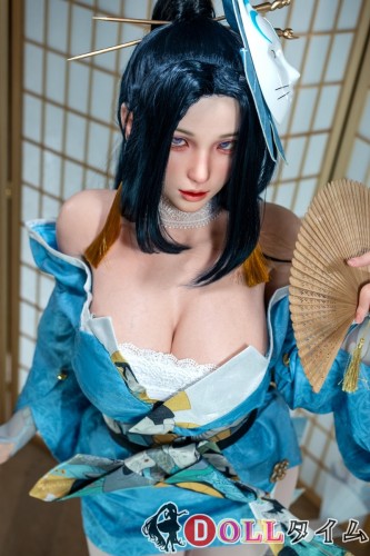 Irontech Doll orientalシリーズ 158cm Eカップ S32 ROS-MAXヘッド  フルシリコン製 白色ストッキング×ブルー短丈着物の美少女ラブドール