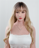 FANREAL 166cm Jカップ Lila-rosヘッド フルシリコン製 浅ブルーシャツ×白ショートパンツ ラブドール