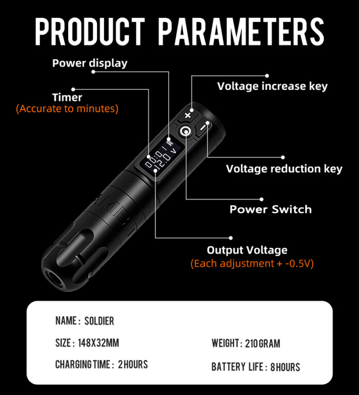 New Soldier Wireless Tattoo Pen Machine (Free Shipping)