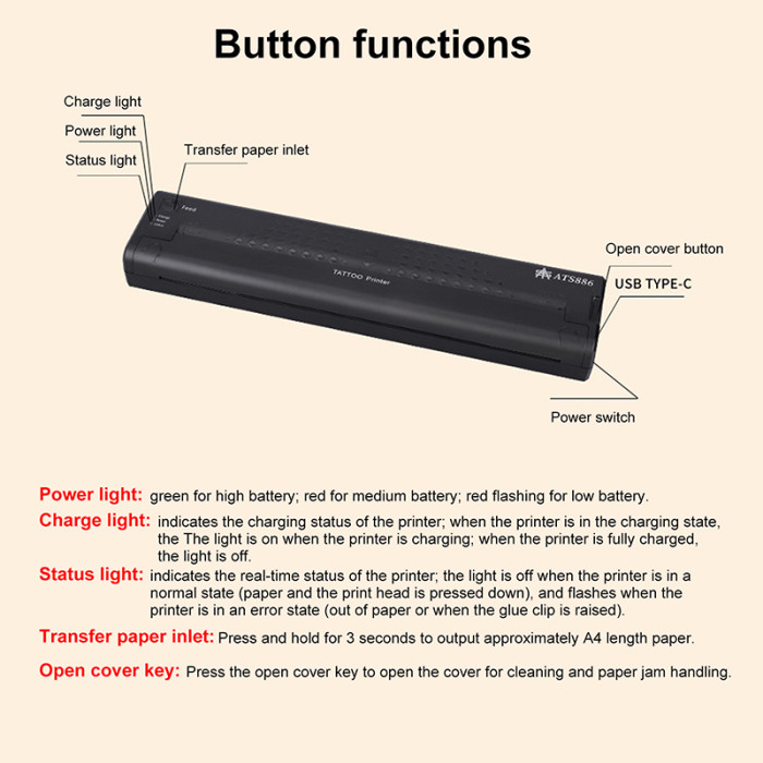 New Mini Wireless Multifunctional Bluetooth Tattoo Stencil Thermal Transfer Machine