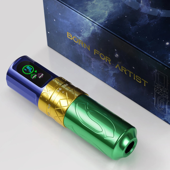 New Mizar Adjustable Stroke Wireless Tattoo Battery Pen Machine With 2 Batteries
