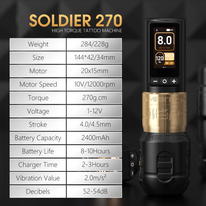 New Soldier 270 Wireless Tattoo Battery Pen Machine