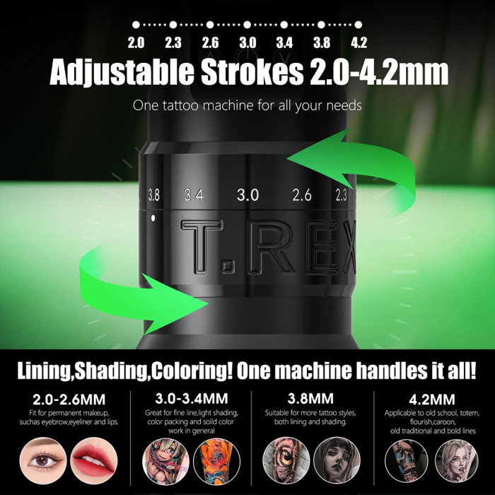 New T-Rex V1 Wireless Tattoo Battery Pen Machine With Adjustable Strokes