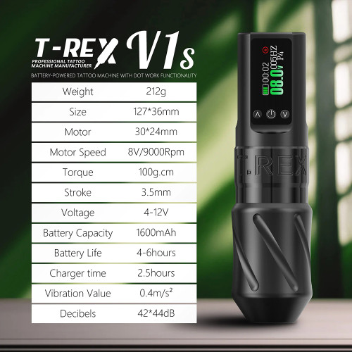 New T-Rex V1S Wireless Tattoo Battery Pen Machine