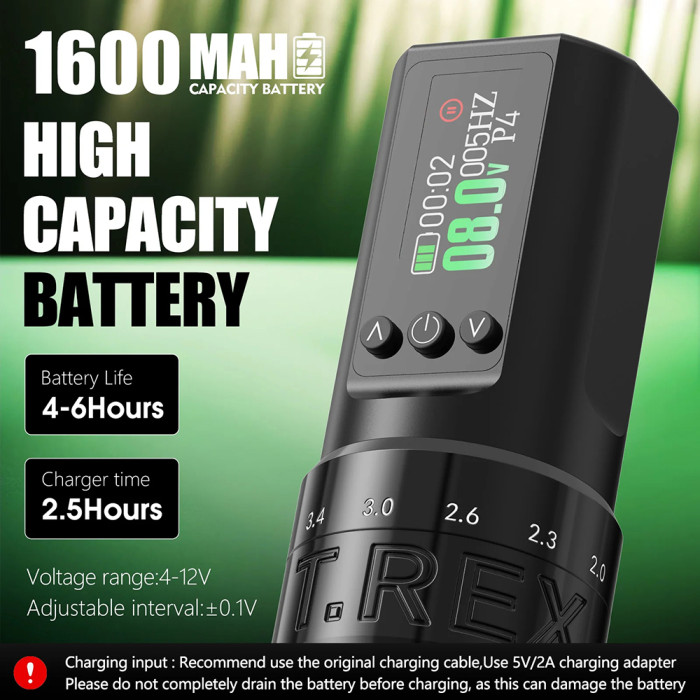 New T-Rex V1 Wireless Tattoo Battery Pen Machine With Adjustable Strokes