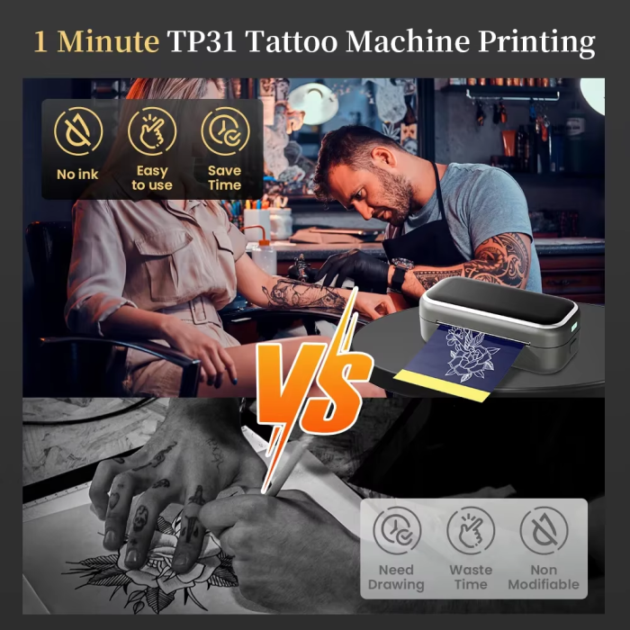 TP31 80mm Mini Bluetooth Wireless Tattoo Stencil Printer Portable Travel Device
