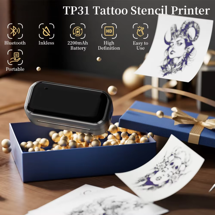 TP31 80mm Mini Bluetooth Wireless Tattoo Stencil Printer Portable Travel Device