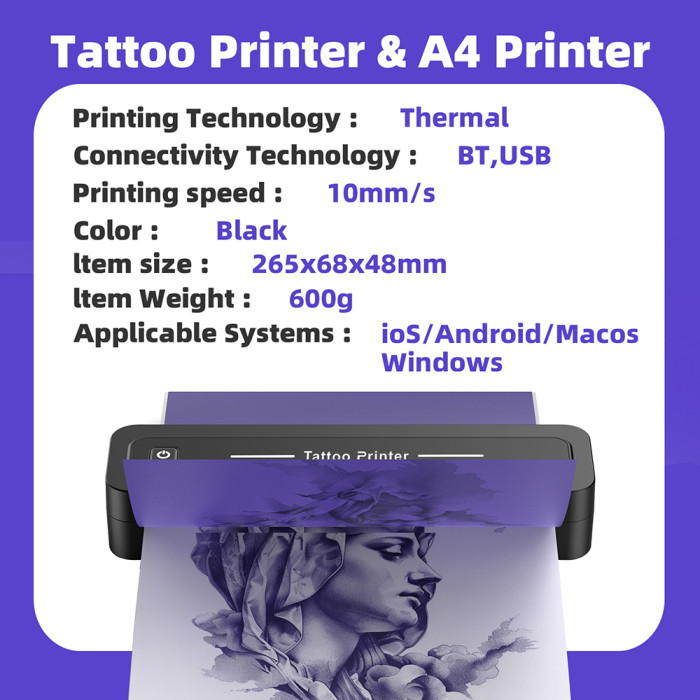 EXOSTUDIO Portable Mini Bluetooth Wireless Tattoo Stencil Printer (Free Shipping)
