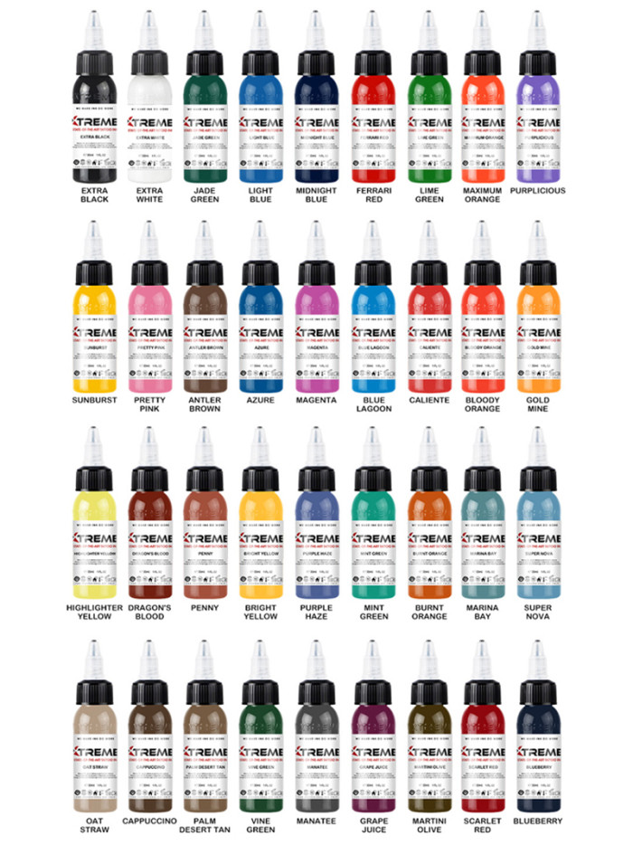 Premium 72 Colors Pigment Professional Tattoo Ink 1oz - Made in USA (Free Shipping)