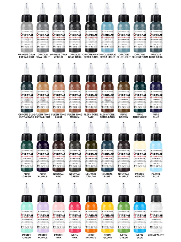 Premium 72 Colors Pigment Professional Tattoo Ink 1oz - Made in USA (Free Shipping)