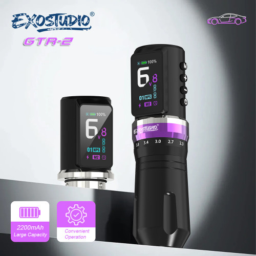 EXOSTUDIO GTR-2 Wireless Adjustable Stroke Tattoo Battery Pen Machine With 2 Batteries (Free Shipping)