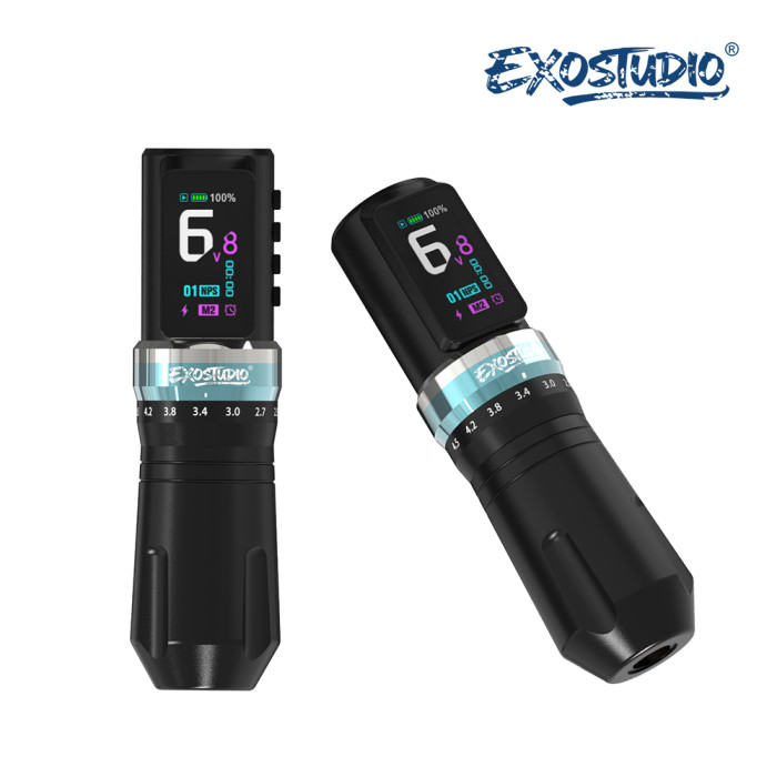 EXOSTUDIO GTR-2 Wireless Adjustable Stroke Tattoo Battery Pen Machine With 2 Batteries (Free Shipping)