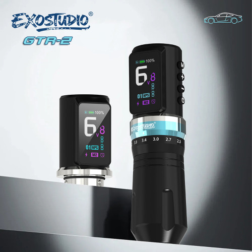 EXOSTUDIO GTR-2 Wireless Adjustable Stroke Tattoo Battery Pen Machine With 2 Batteries (Free Shipping)