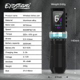 EXOSTUDIO GTR-2 Wireless Adjustable Stroke Tattoo Battery Pen Machine With 2 Batteries (Free Shipping)