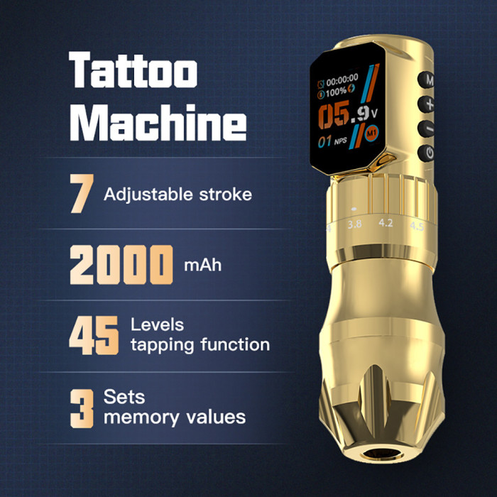 ZAC TATTOO TM297 Wireless Adjustable Stroke Tattoo Battery Pen Machine With 2 Batteries (Free Shipping)