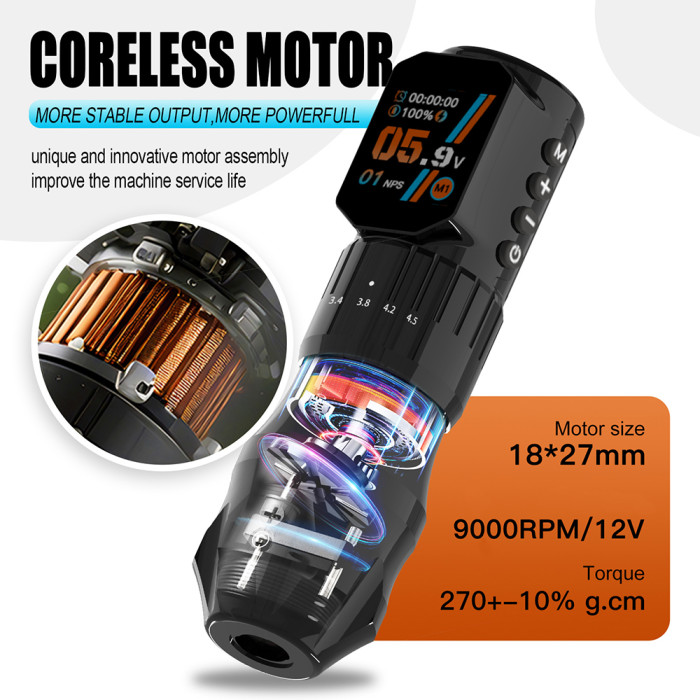 ZAC TATTOO TM297 Wireless Adjustable Stroke Tattoo Battery Pen Machine With 2 Batteries (Free Shipping)