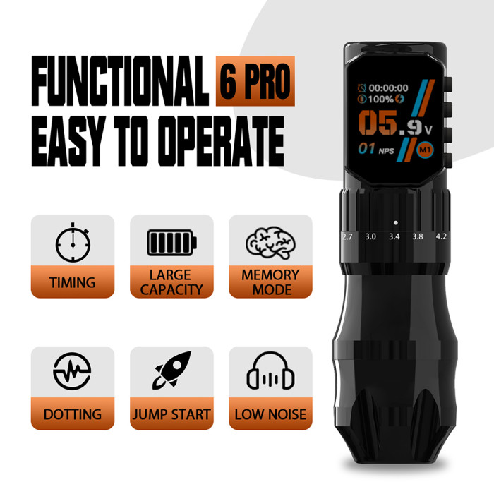 ZAC TATTOO TM297 Wireless Adjustable Stroke Tattoo Battery Pen Machine With 2 Batteries (Free Shipping)