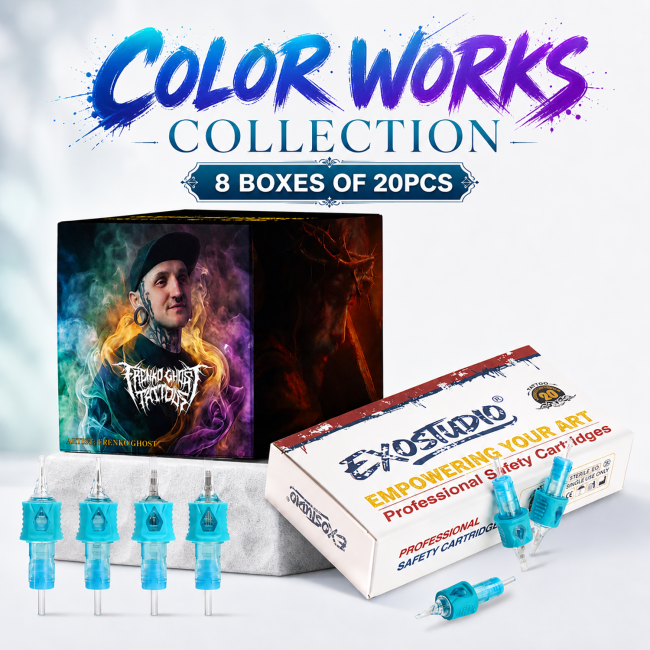 FRENKO GHOST COLOR WORKS COLLECTION - EXOSTUDIO Pro Edition Cartridge Needles Set (8 BOXES OF 20PCS)