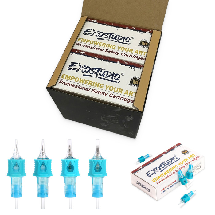 FRENKO GHOST BLACK & GREY WORKS COLLECTION - EXOSTUDIO Pro Edition Cartridge Needles Set (8 BOXES OF 20PCS)