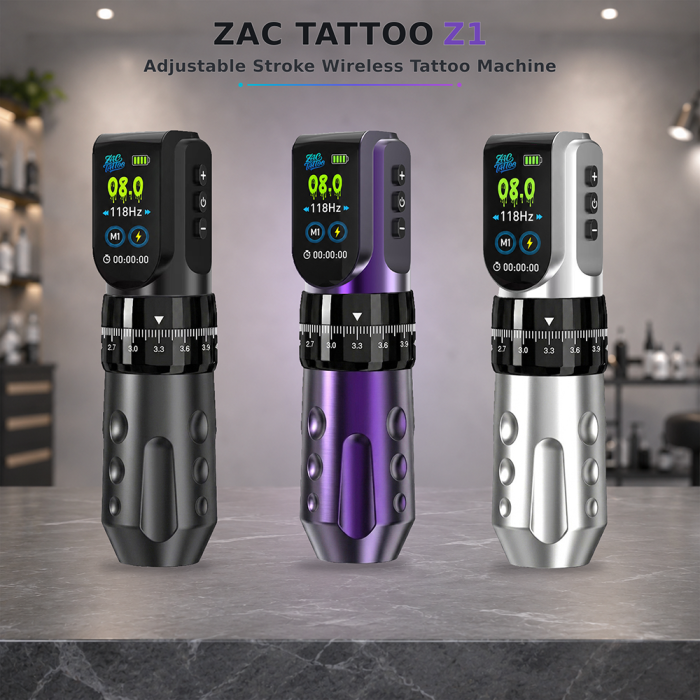 ZAC TATTOO Z1 Adjustable Stroke Wireless Tattoo Battery Pen Machine With 2 Battery Packs (Free Shipping)