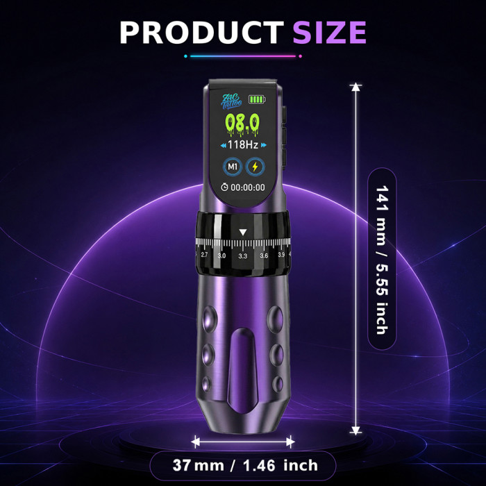ZAC TATTOO Z1 Adjustable Stroke Wireless Tattoo Battery Pen Machine With 2 Battery Packs (Free Shipping)