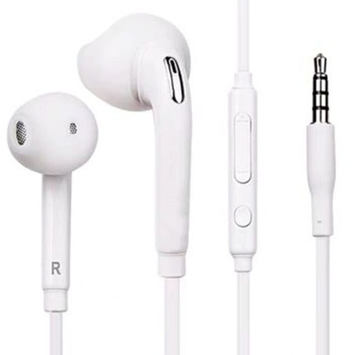 In-ear Earphone White for Samsung Galaxy S6 Wired Headset with Mic 3.5mm Jack Headphone for Cell Phone Adjustable Volume 80%