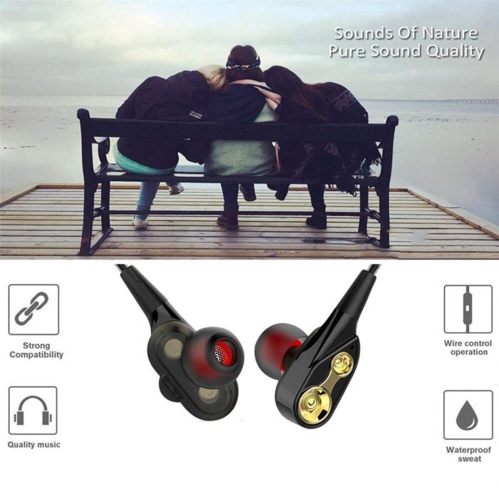 Dual Drive Stereo Wired Earphone In-ear Headset Earbuds Bass Earphones For IPhone Samsung 3.5mm Sport Gaming Headset With Mic