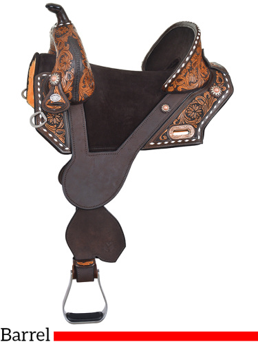 13.5  to 16.5  Circle Y Tammy Fischer Vintage Daisy Treeless Short Horn Barrel Saddle 1304 w/Free Pad