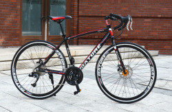 700C Complete Aluminum Carbon Fiber Bicycle 21 Speed Double Disc Brake Full Carbon Road Bike