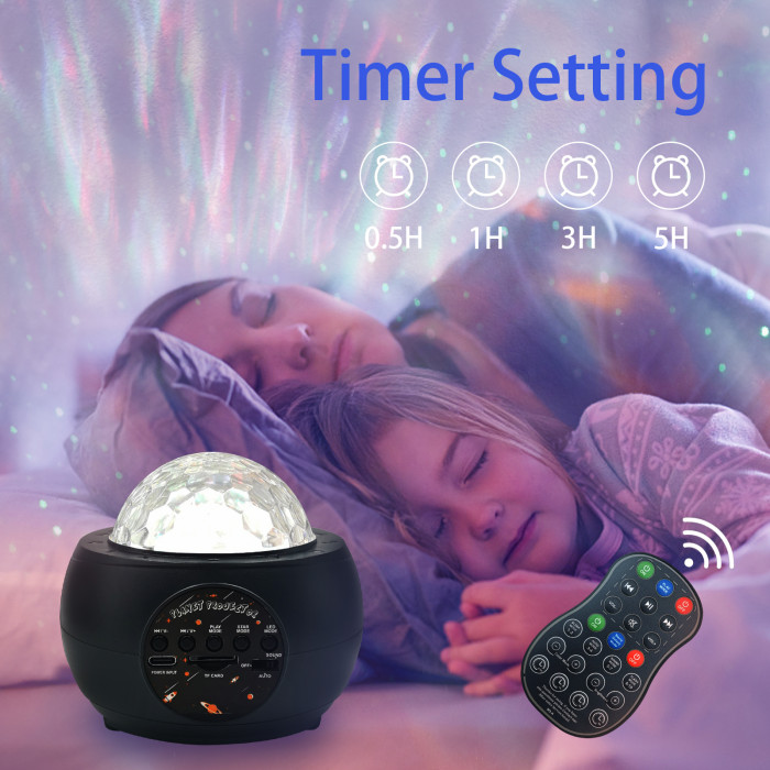 10 Planet Star Projector Night Light, 3 in 1 LED Ocean Wave Galaxy Starry Night Light , Remote Control /Bluetooth Music Player for Kids Baby
