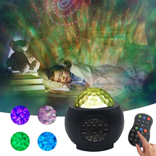 Music Starry Sky Projector, LED Star Projector Lamp Children Night Light, Bluetooth Speaker Remote Control Table Desk Nightlight