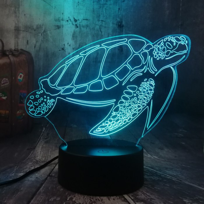 Ocean Animal Swimming Tortoise Chelonia mydas Sea Turtle 3D LED Night Light Desk Lamp Party Home Decor Kid Toy Christmas Lamp